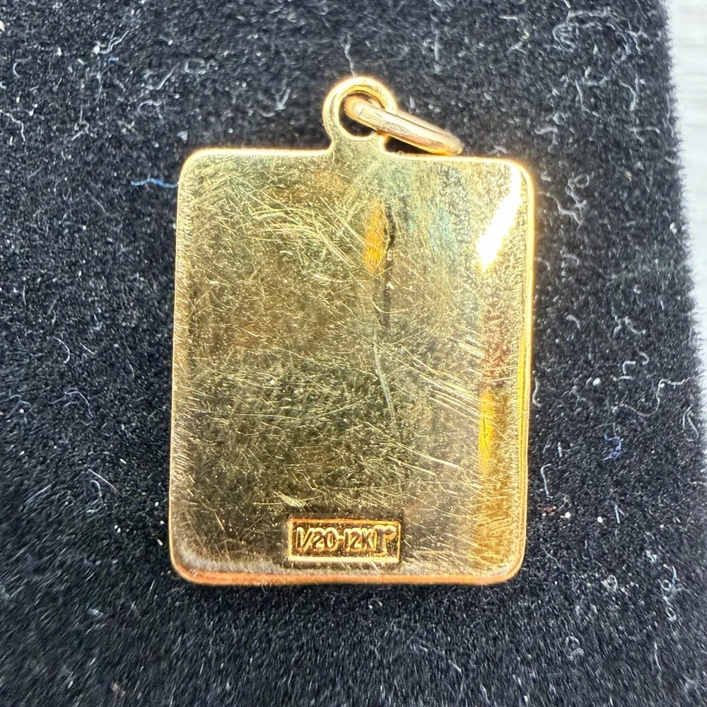 Gold Tone‎ GM Pendant with Blue and Clear Stones 12k